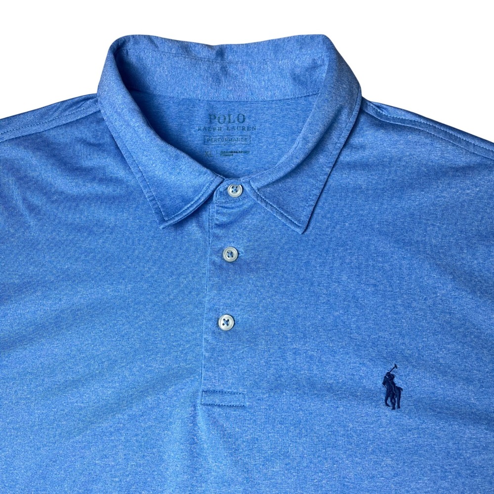 Polo Ralph Lauren Performance Polo Mens XL Blue Heathered Short Sleeve Stretch